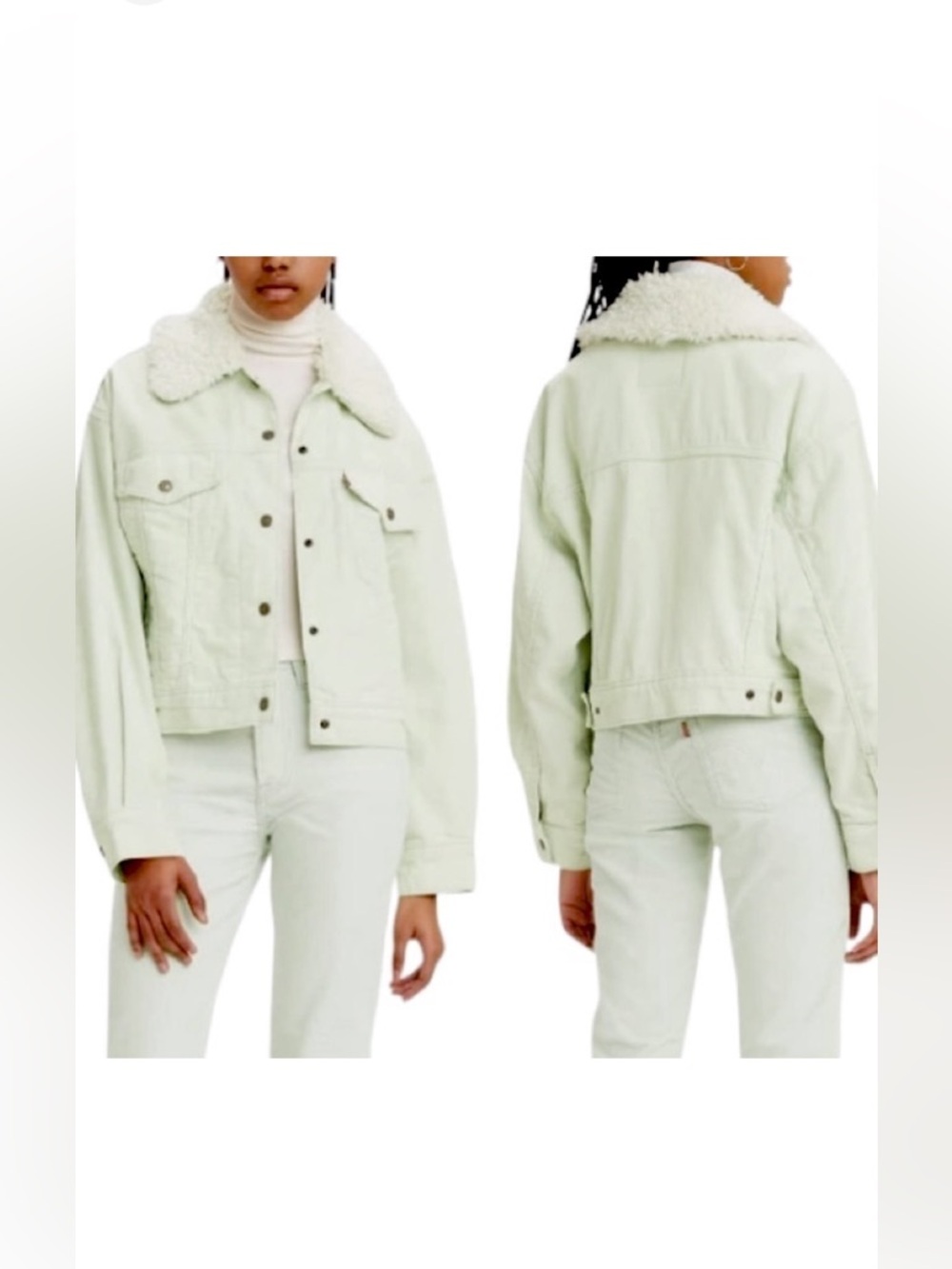 Levi’s Jacket NWT Sherpa Baby Cropped Baggy Trucker meadow mist color size 2X